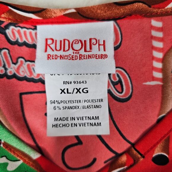 Rudolph the Red-Nosed Reindeer Scrub Top Women's XL - Picture 4 of 6